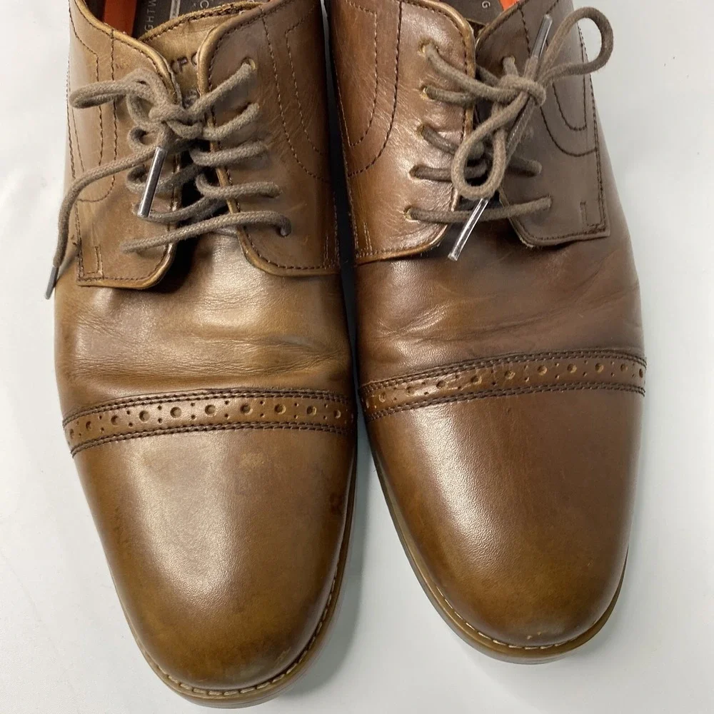 Rockport Mens 11 Brown Leather Walkability Shock‎ Absorbing Lace Up Oxford Shoes